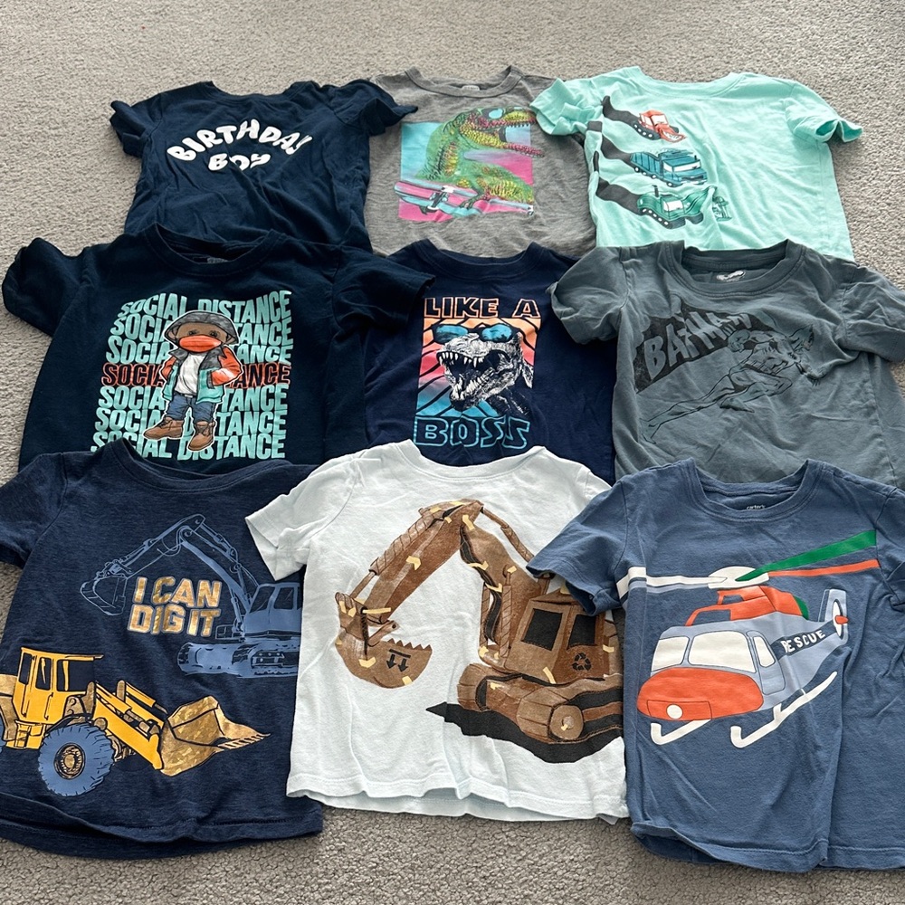 Carter's Kids Short Sleeve Tees - Blue, Gray, White